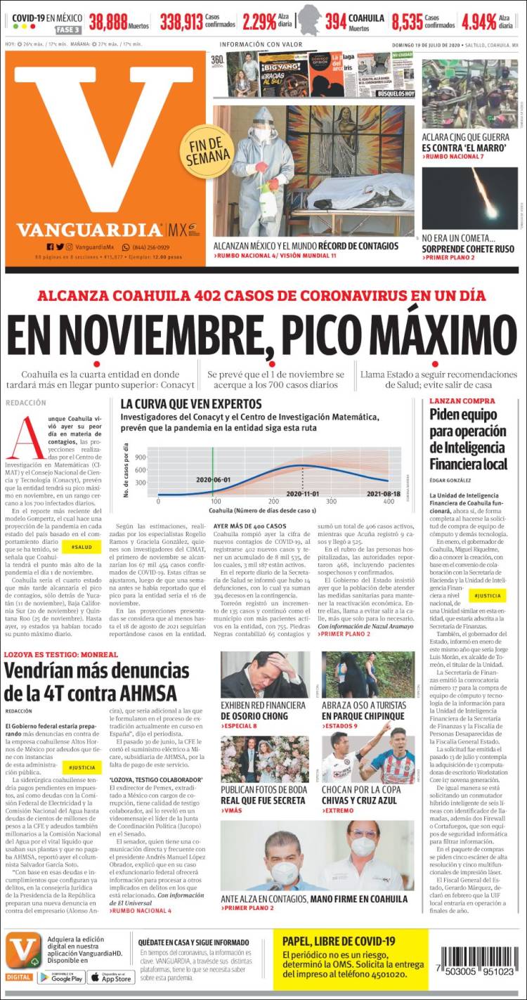 Portada de Vanguardia (M&eacute;xico)