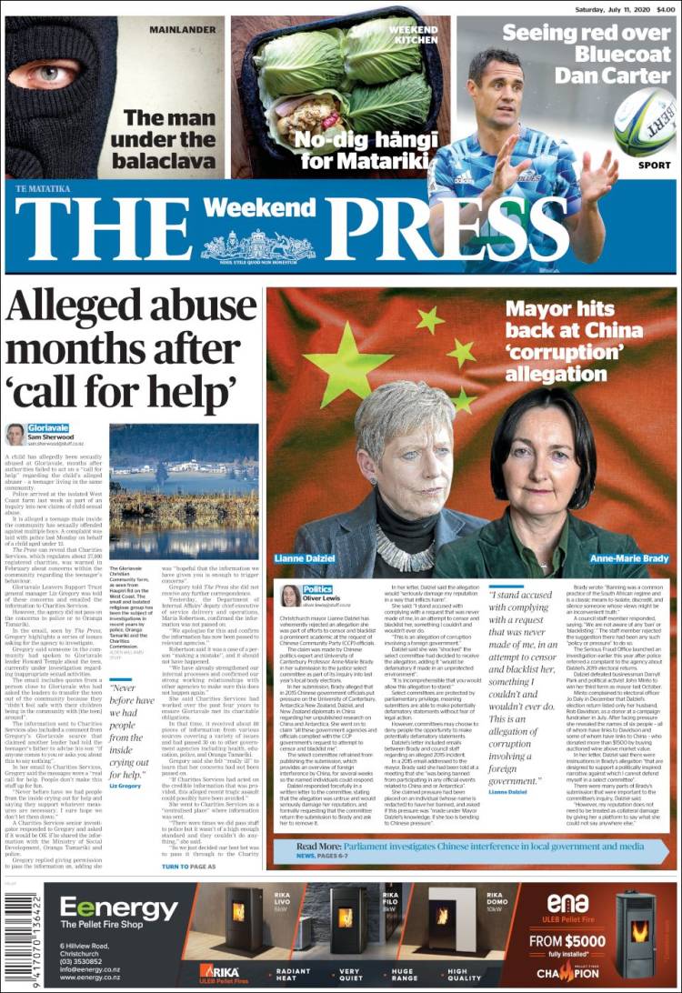 Portada de The Press (Nueva Zelanda)