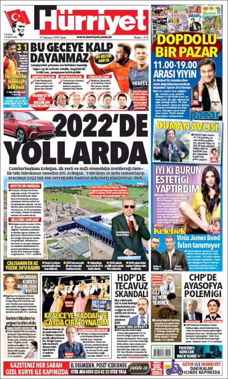 Portada de Hürriyet (Turqu&iacute;a)