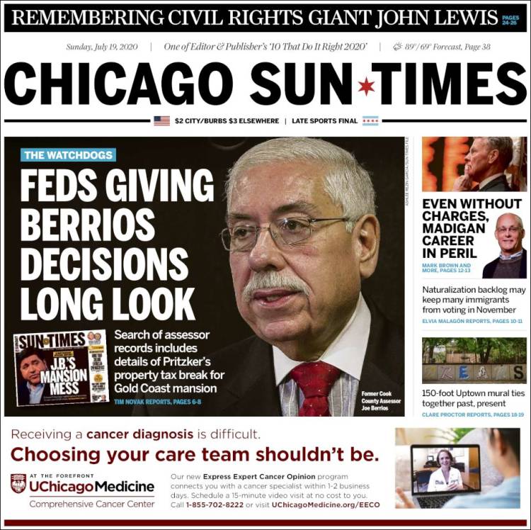 Portada de Chicago Sun-Times (USA)