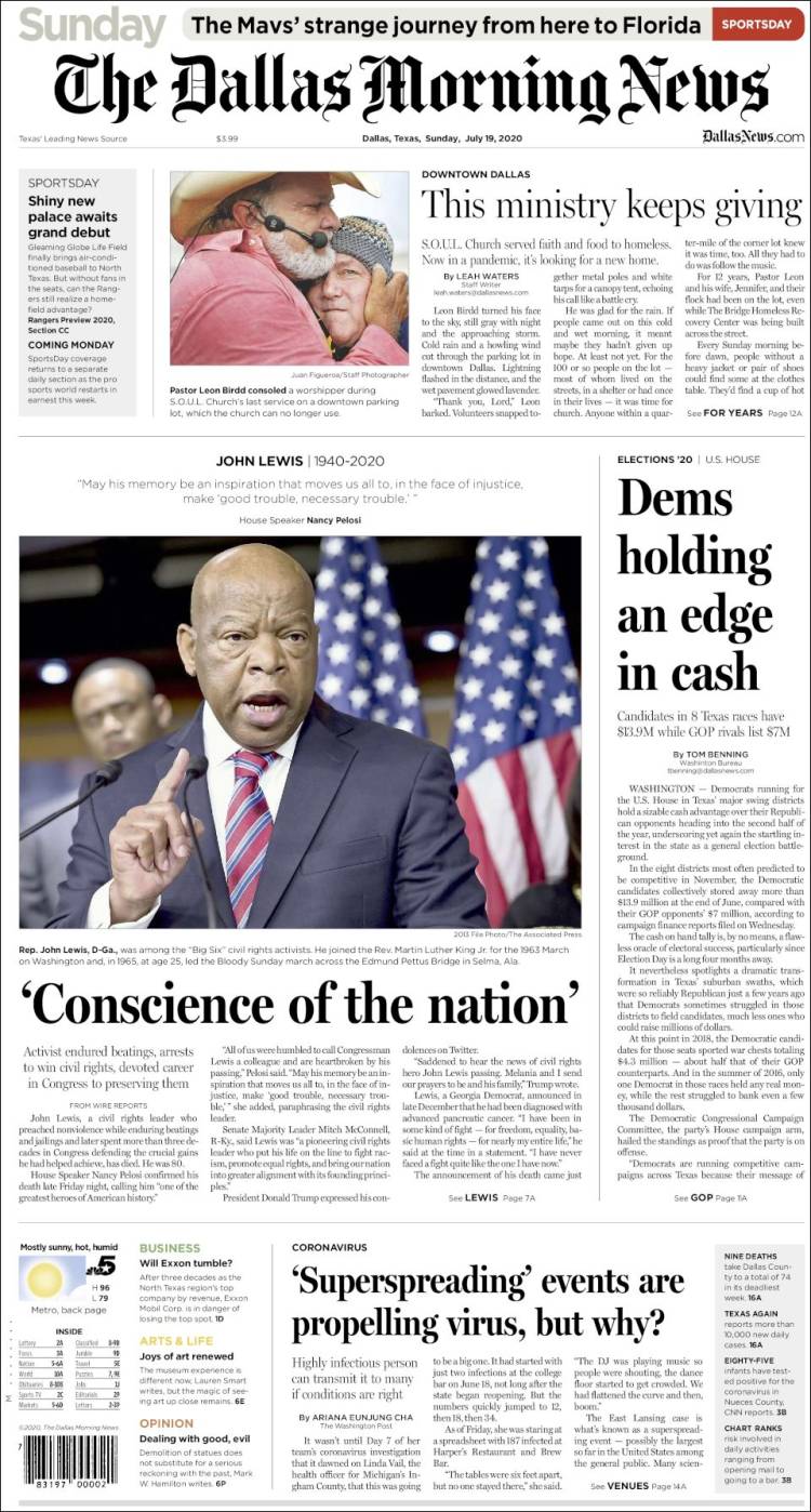 Portada de Dallas Morning News (USA)