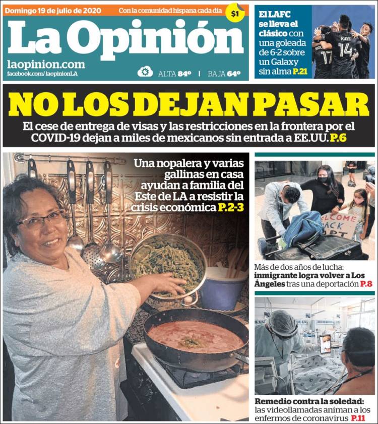 Portada de La Opinión (USA)