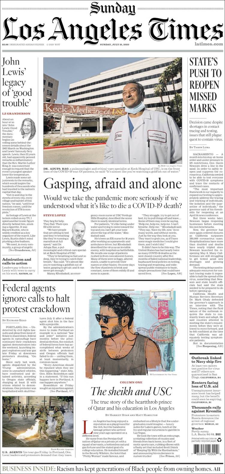 Portada de Los Angeles Times (USA)