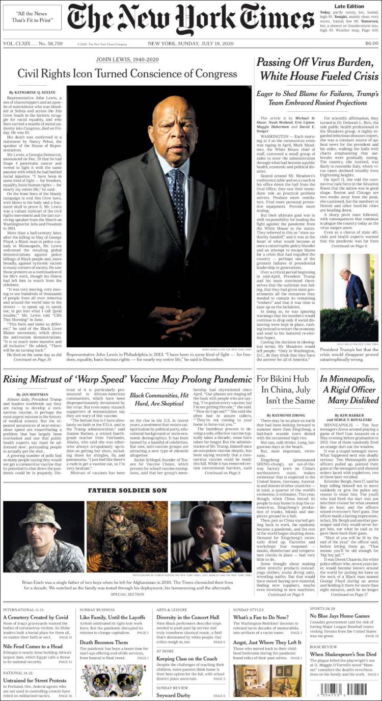 Portada de New York Times (USA)