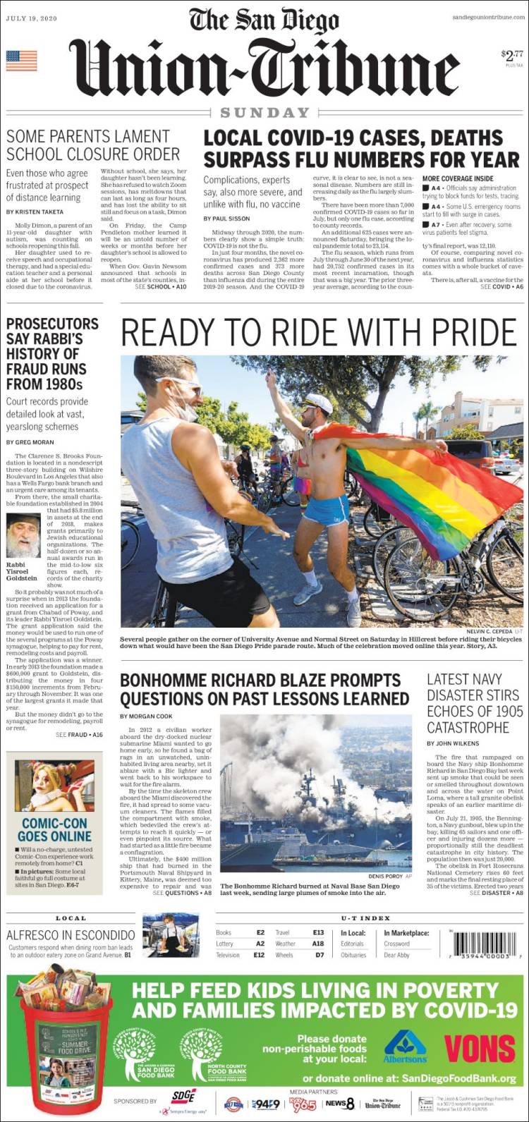 Portada de The San Diego Union-Tribune (USA)