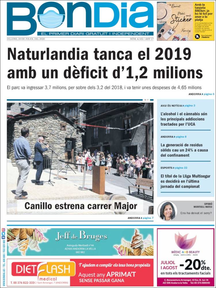 Portada de Diari Bondia (Andorra)