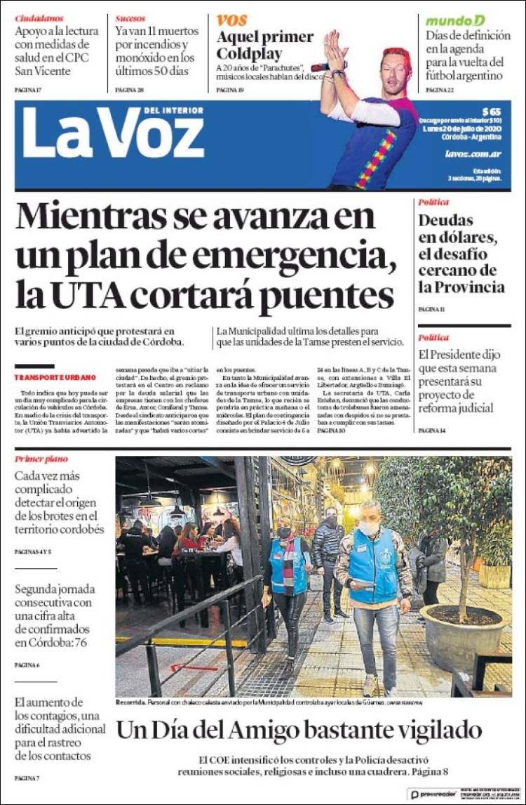 Portada de La Voz del Interior (Argentina)