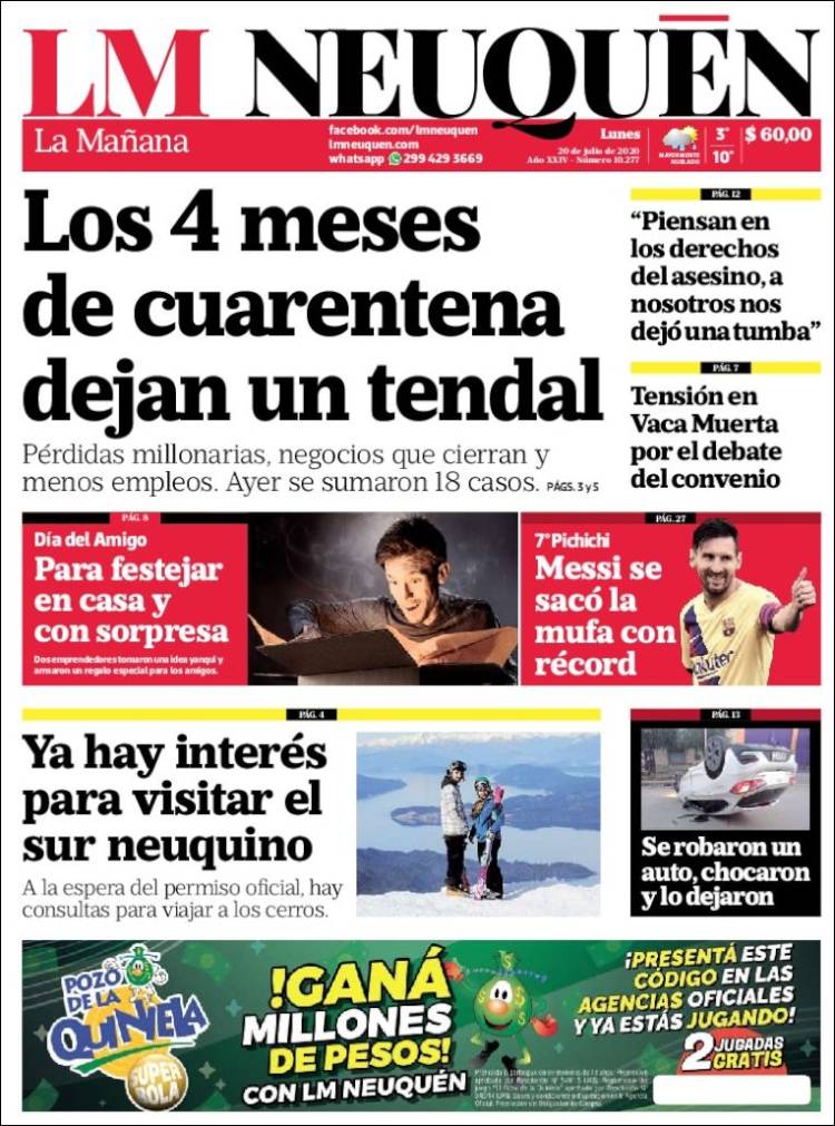 Portada de La Mañanade Neuquén (Argentina)