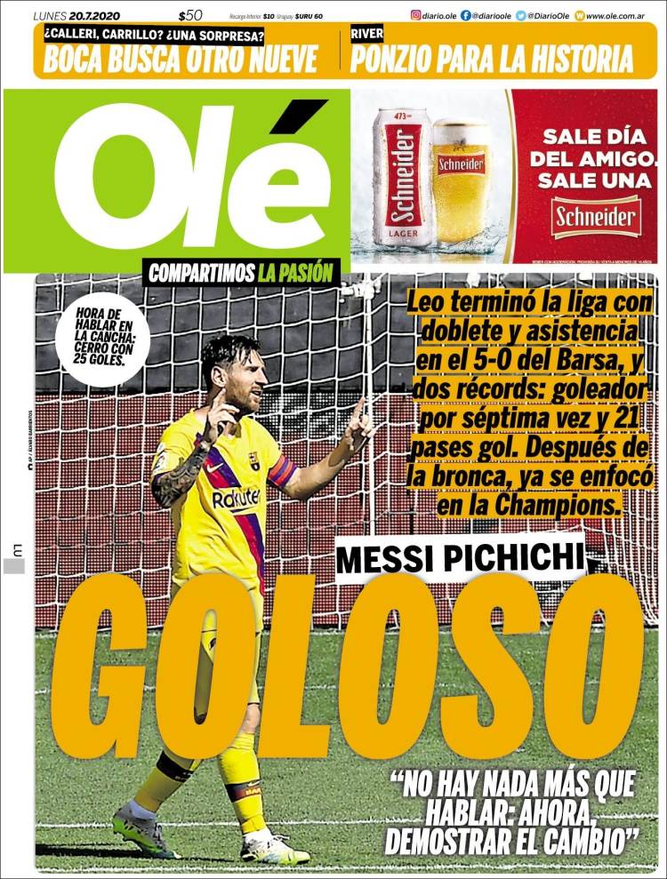 Portada de Olé (Argentina)