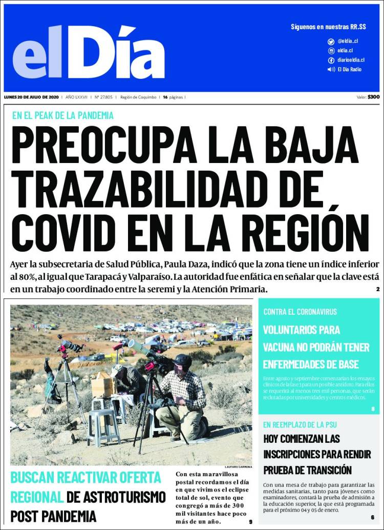 Portada de El Día (Chile)