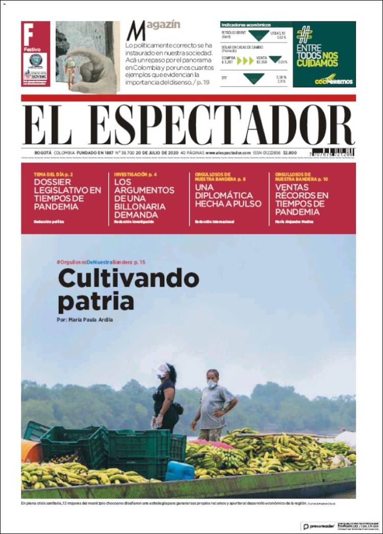 Portada de El Espectador (Colombia)