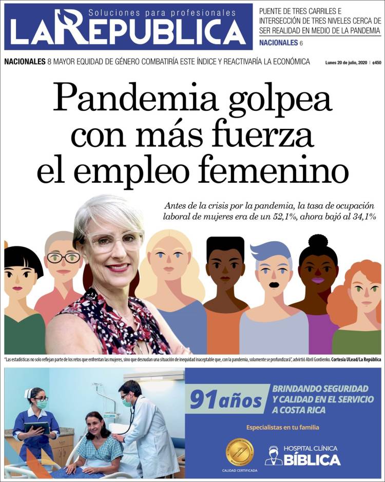 Portada de La República (Costa Rica)