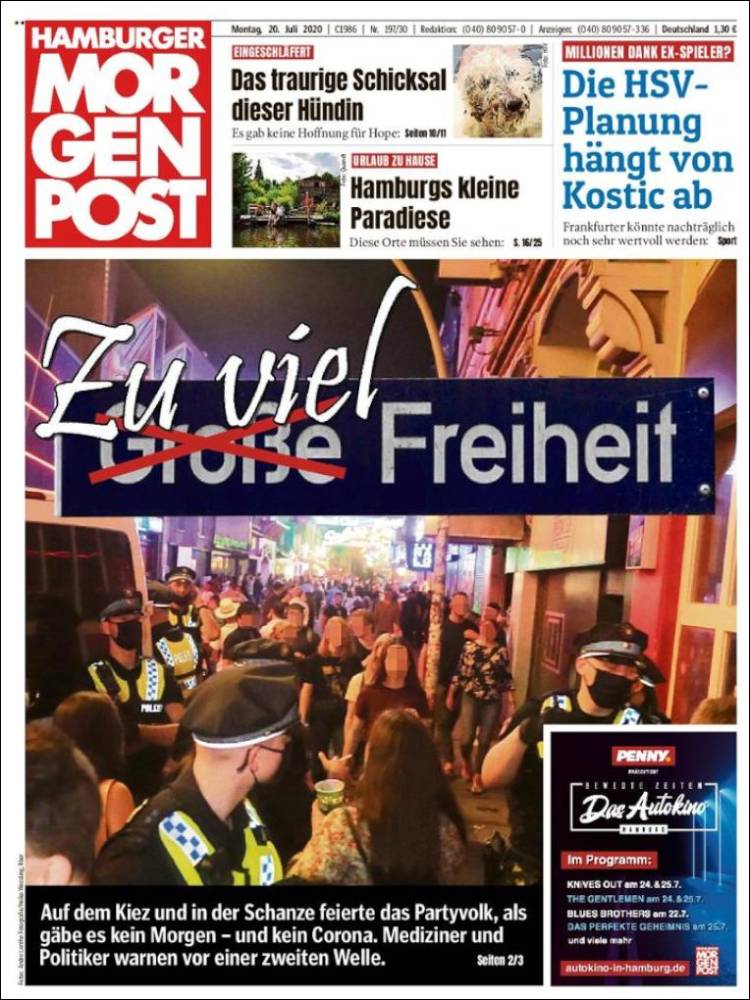 Portada de Hamburger Morgenpost  (Alemania)