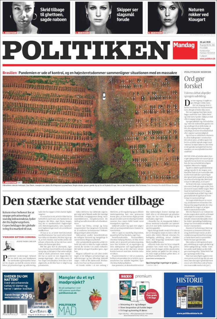 Portada de Politiken (Dinamarca)