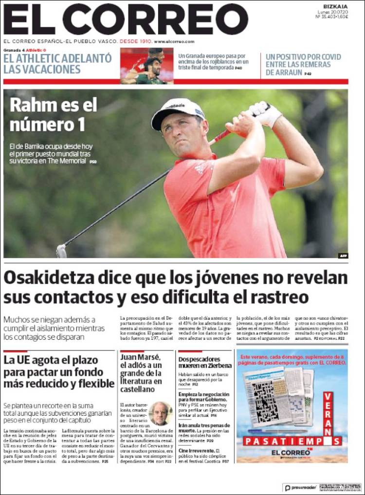 Portada de El Correo (España)