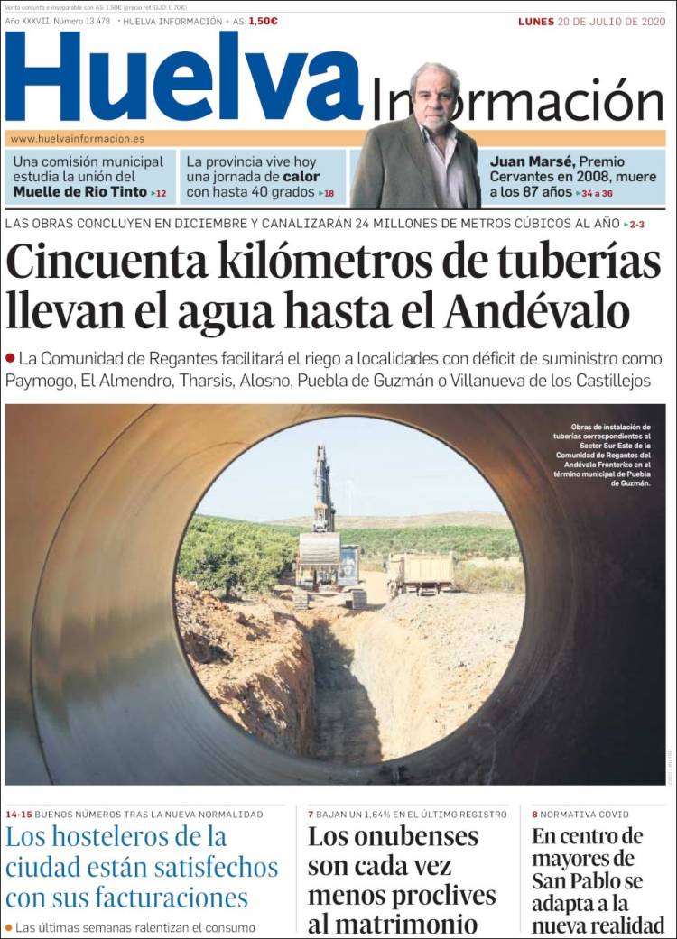 Portada de Huelva Información (España)