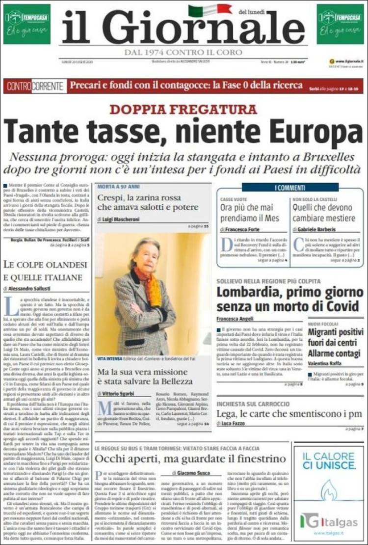 Portada de il Giornale (Italia)