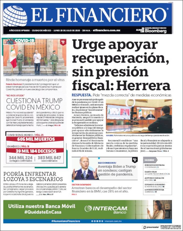Portada de El Financiero (M&eacute;xico)