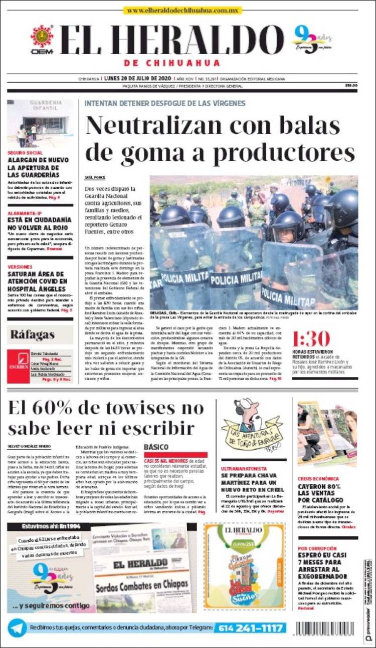 Portada de El Heraldo de Chihuahua (M&eacute;xico)