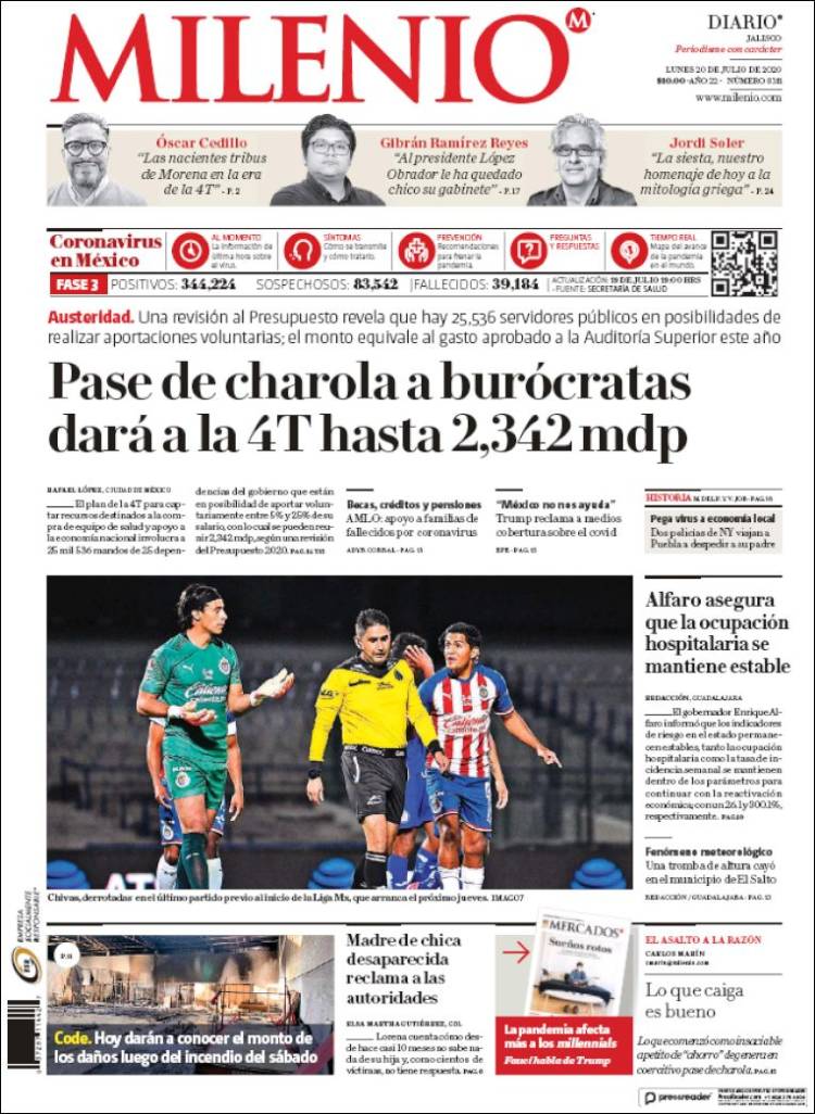 Portada de Milenio - Jalisco (M&eacute;xico)
