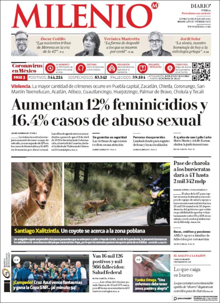 Portada de Milenio de Puebla (M&eacute;xico)