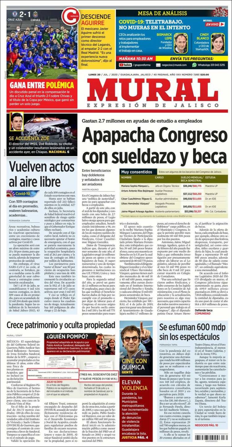 Portada de El Mural (M&eacute;xico)