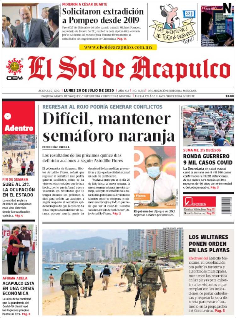 Portada de El Sol de Acapulco (M&eacute;xico)
