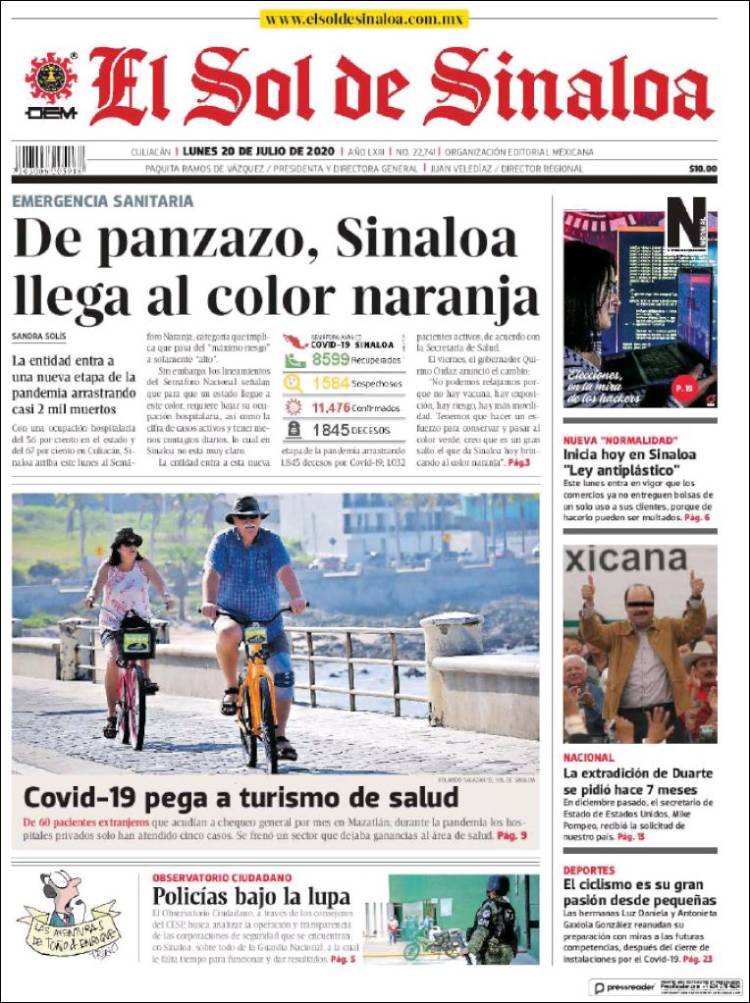 Portada de El Sol de Sinaloa (M&eacute;xico)