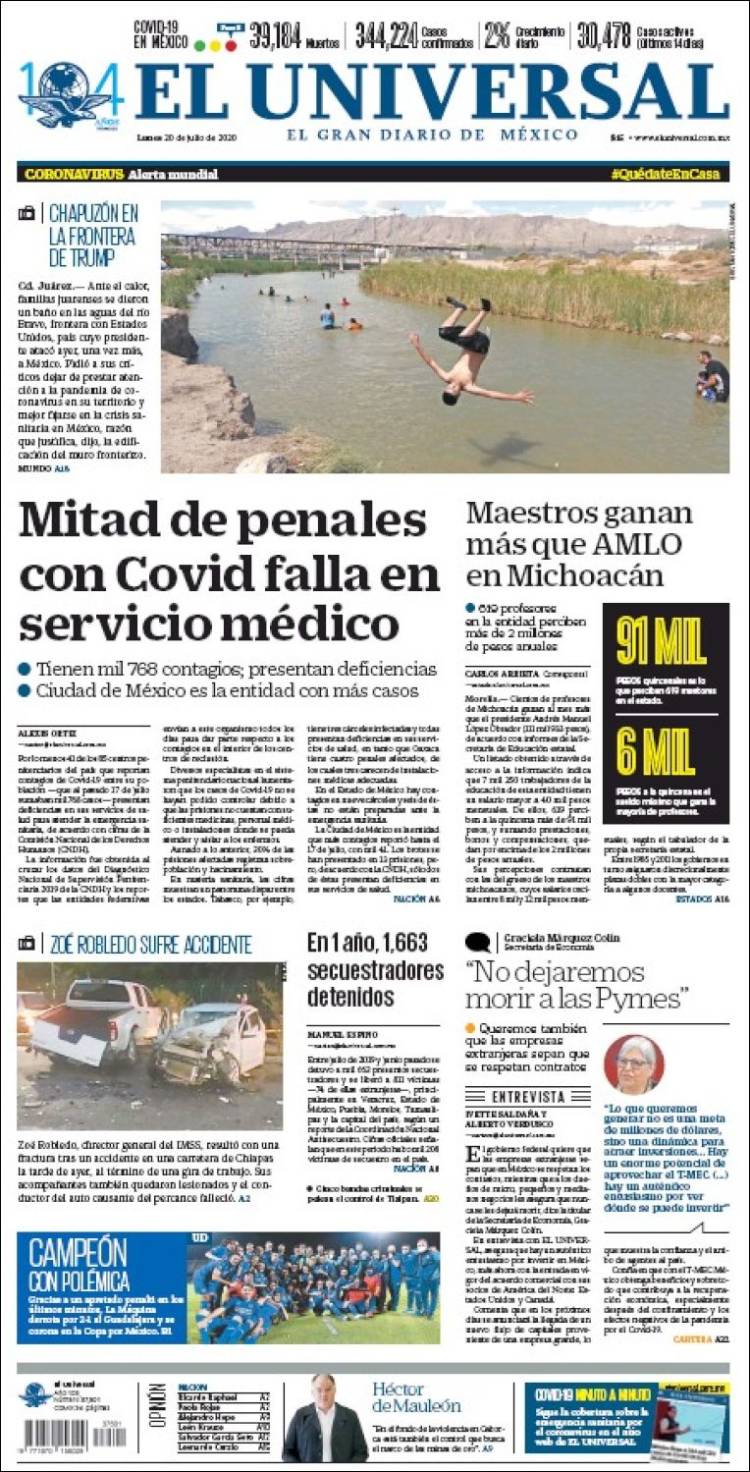 Portada de El Universal (M&eacute;xico)