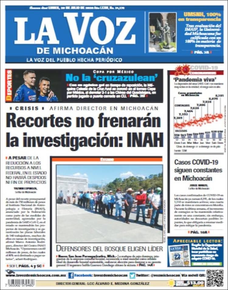 Portada de La Voz de Michoacán (M&eacute;xico)