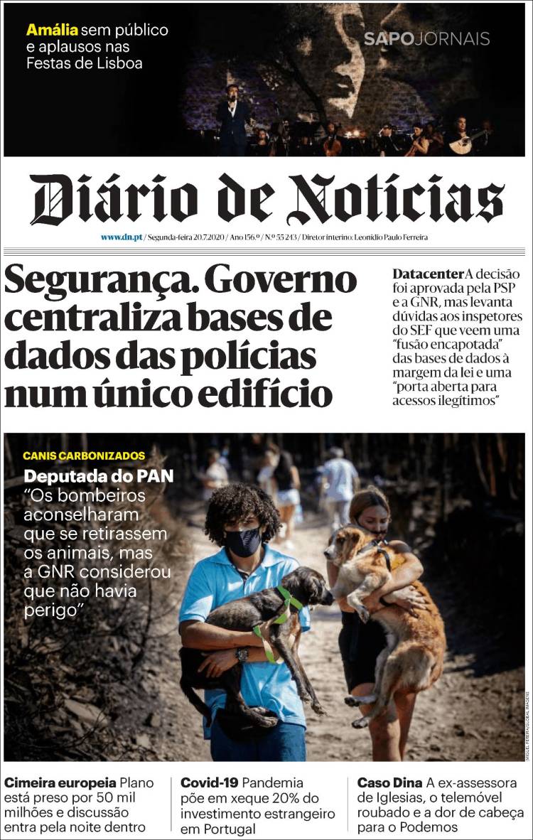 Portada de Diário de Noticias (Portugal)