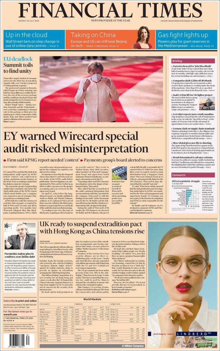 Portada de Financial Times (Reino Unido)