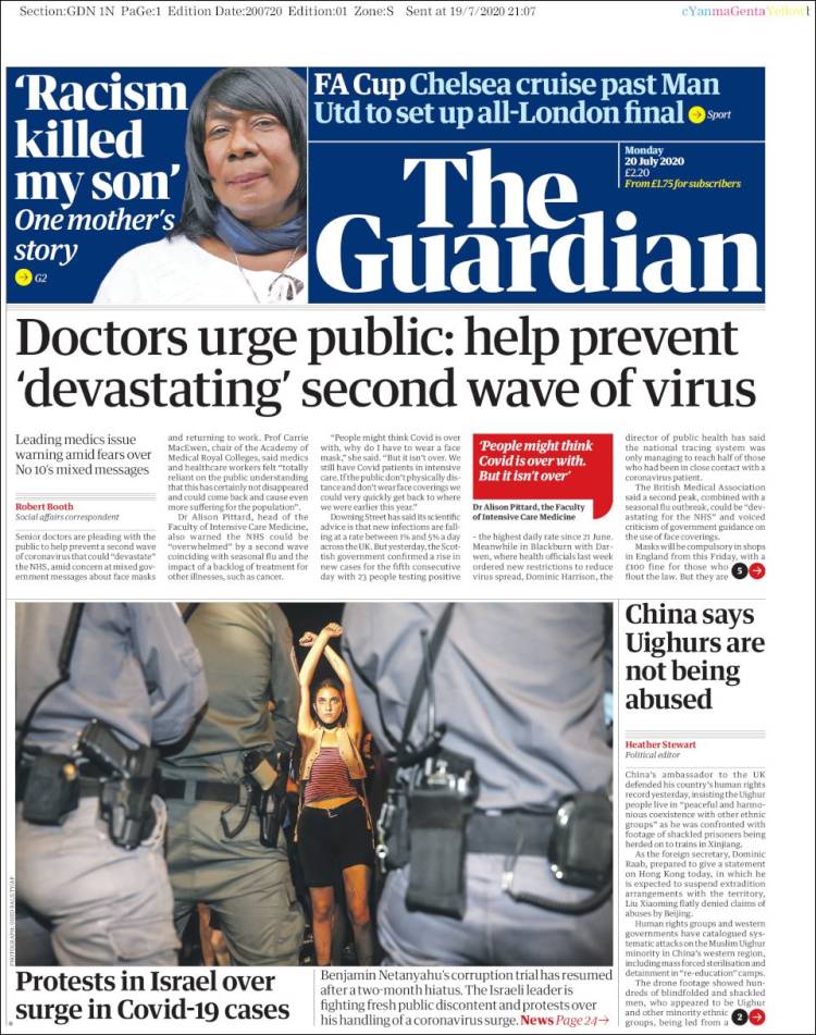 Portada de The Guardian (Reino Unido)