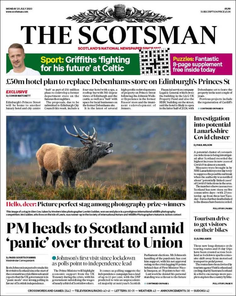 Portada de The Scotsman (Reino Unido)