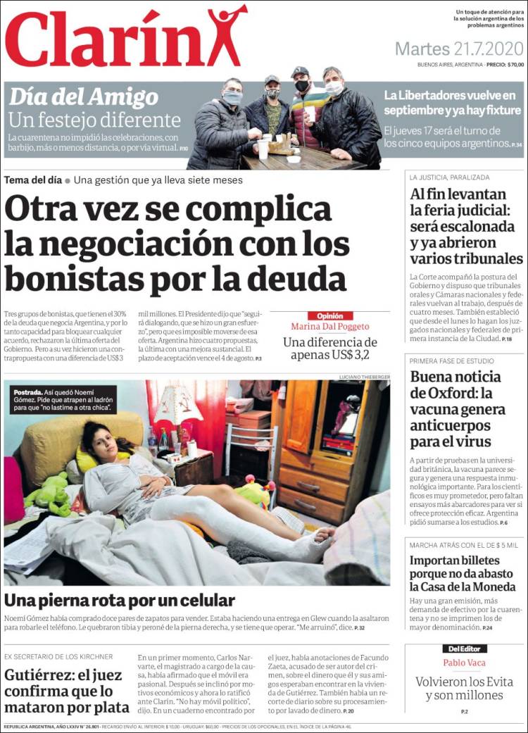 Portada de Clarín (Argentina)