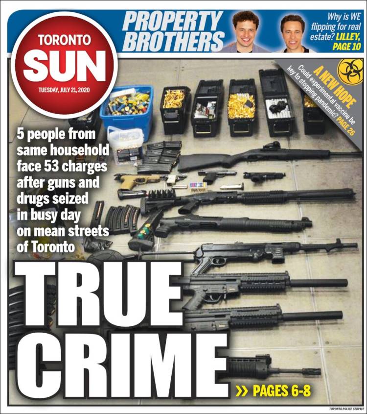 Portada de The Toronto Sun (Canadá)