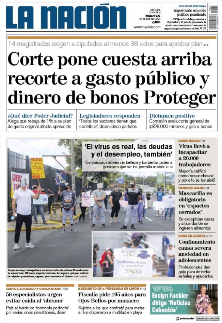 Portada de La Nación - Costa Rica (Costa Rica)