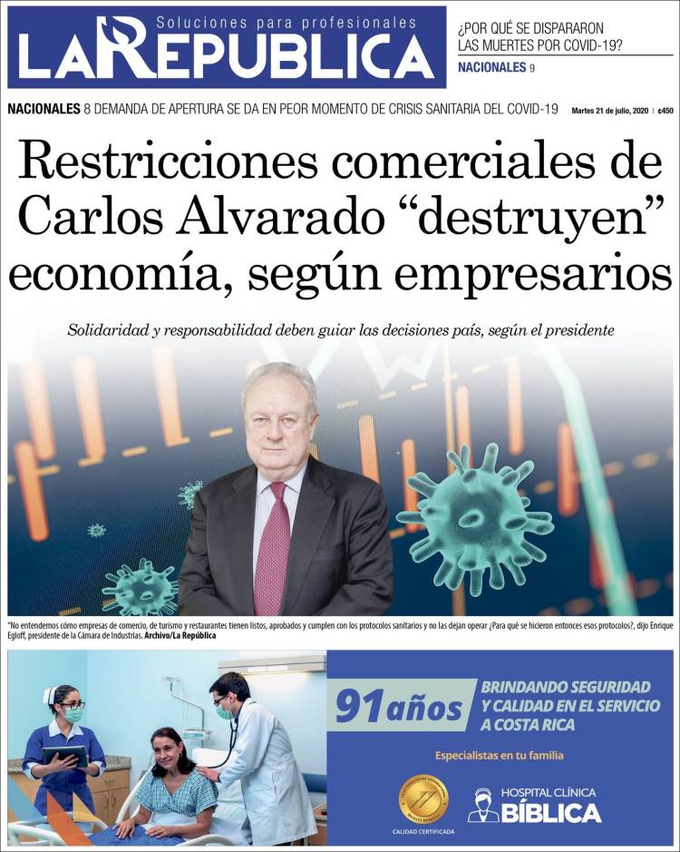 Portada de La República (Costa Rica)