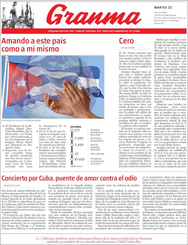 Portada de Granma (Cuba)