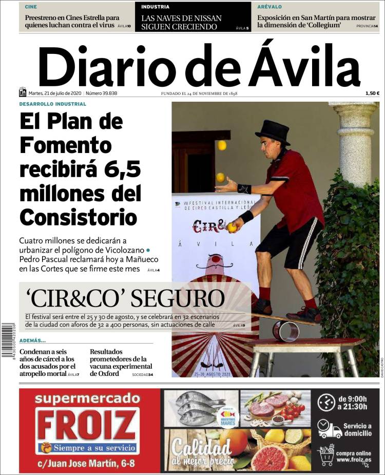 Portada de Diario de Ávila (España)