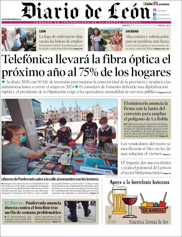 Portada de Diario de León (España)