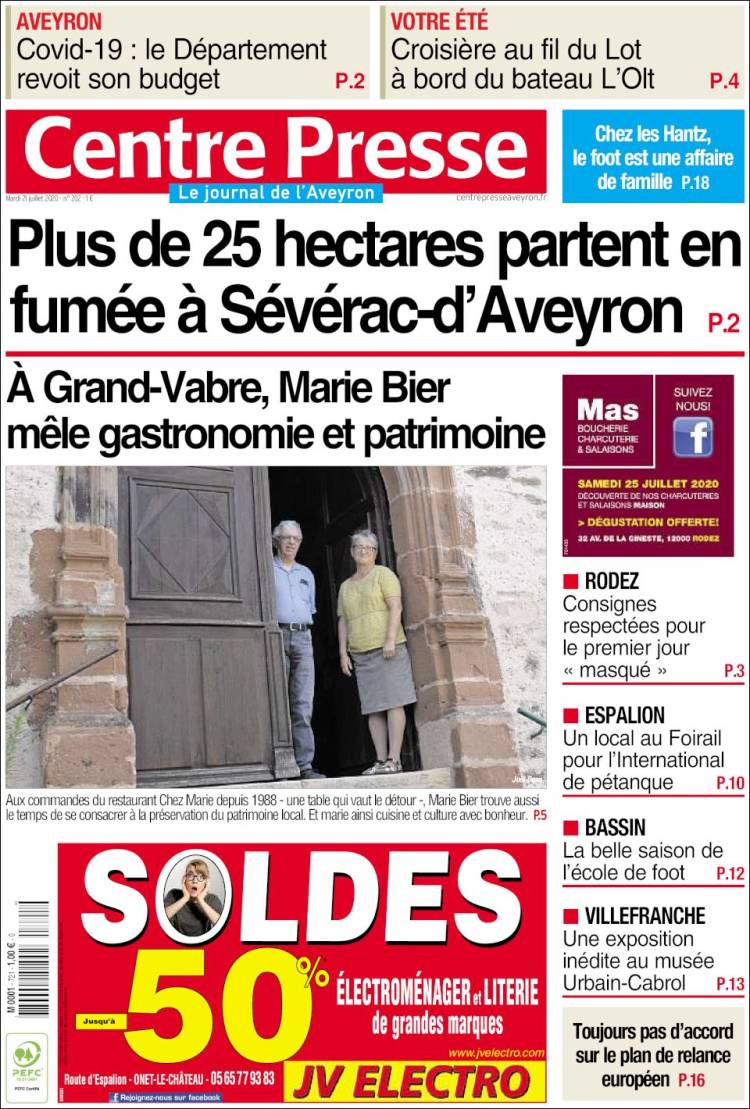 Portada de Centre Presse (Francia)