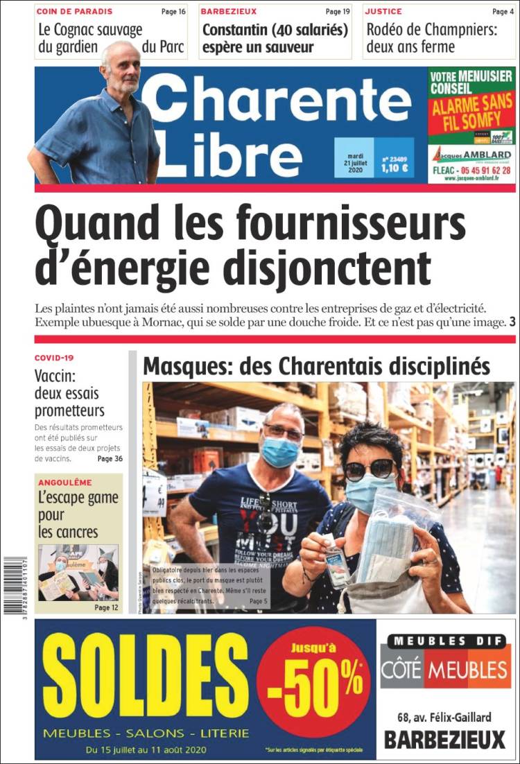 Portada de Charente Libre (Francia)