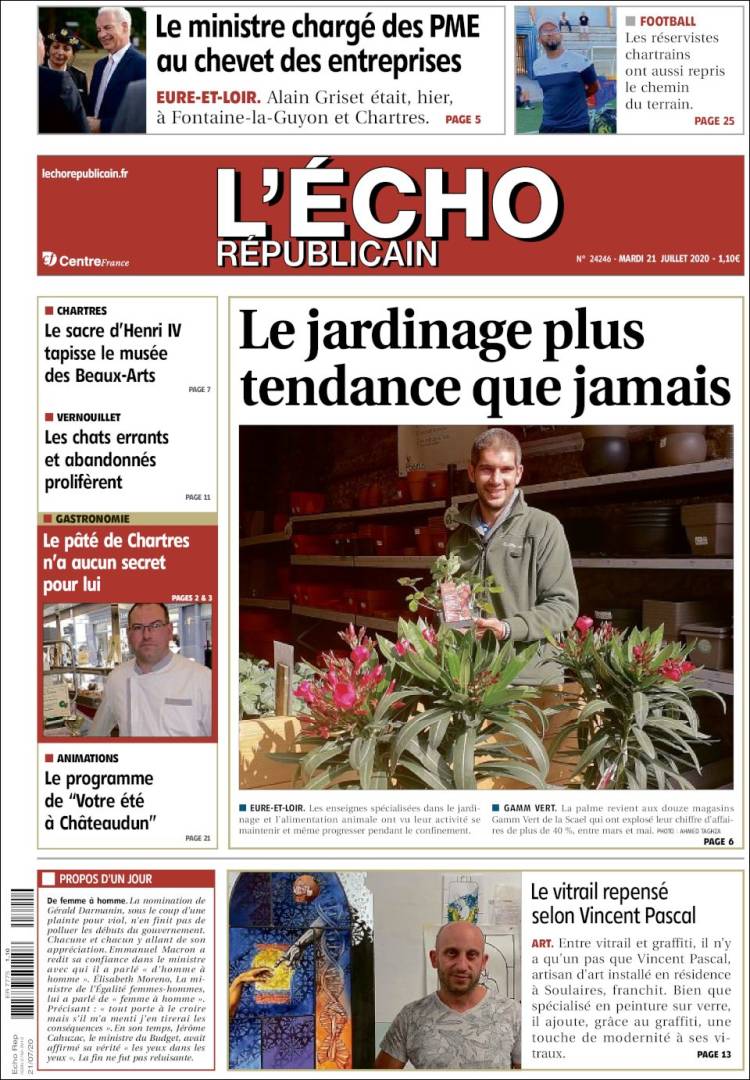 Portada de L'Echo Républicain (Francia)