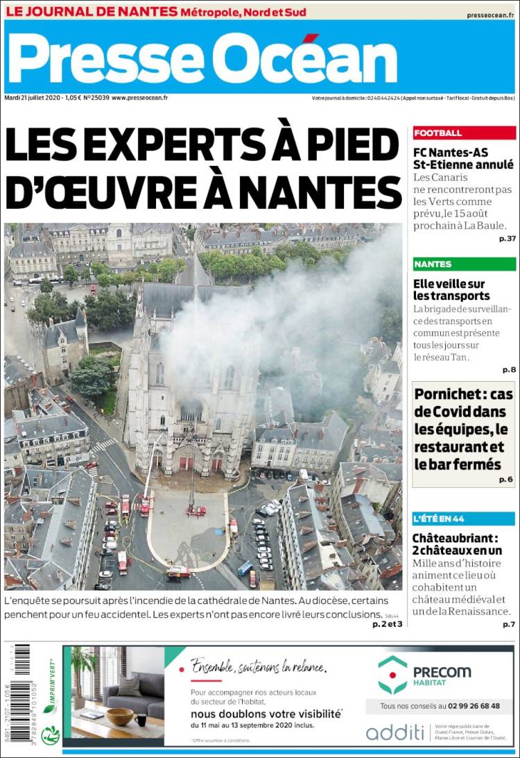 Portada de Presse Ocean (Francia)
