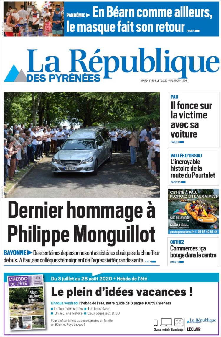 Portada de La République des Pyrénées (Francia)