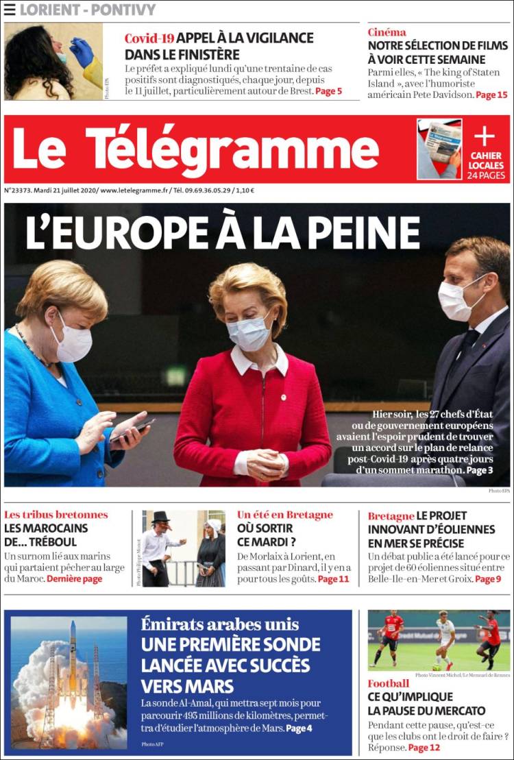 Portada de Télégramme (Francia)