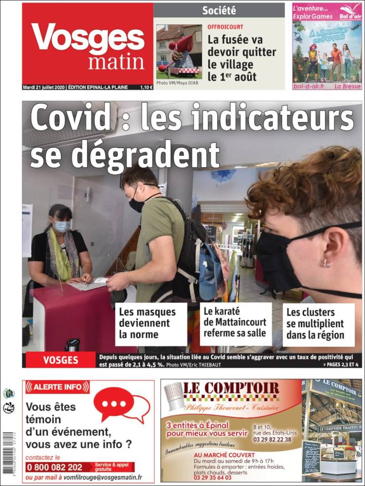 Portada de Vosges Matin (Francia)