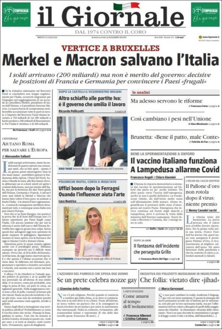 Portada de il Giornale (Italia)