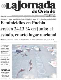 Portada de La Jornada de Oriente - Puebla (México)